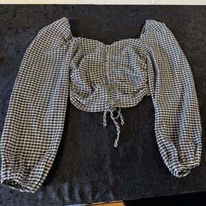 South Moon Under NWT Tie Front Crop Top Puff Sleeve Size Small Cottagecore